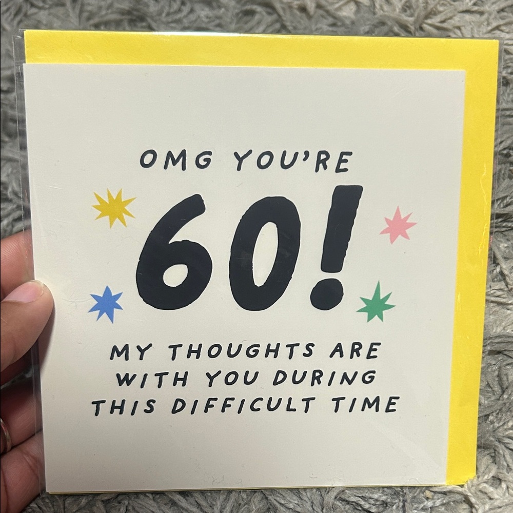 Humorous 60th Birthday Card with Yellow Envelope